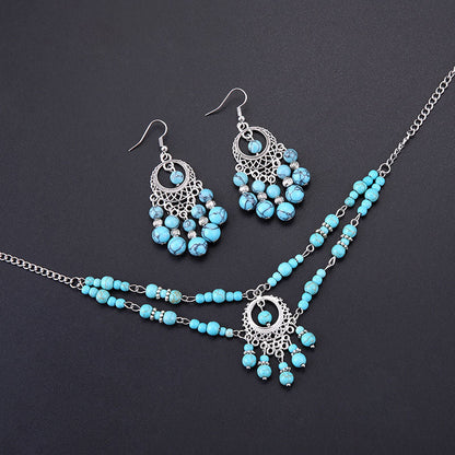 Vintage Tassel Necklace Earrings Set