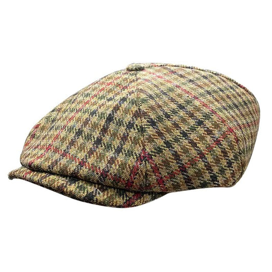 PEAKED CAPS TWEED FOUR PANEL NEWSBOY CAP