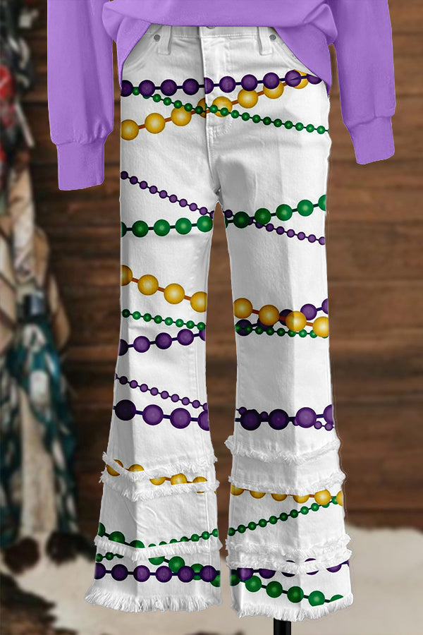 Mardi Gras Colorful Chain Fringed Trousers