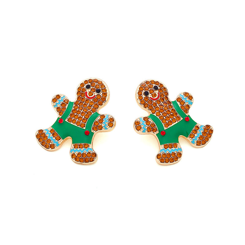 Cartoon Alloy Christmas Gingerbread Man Earrings