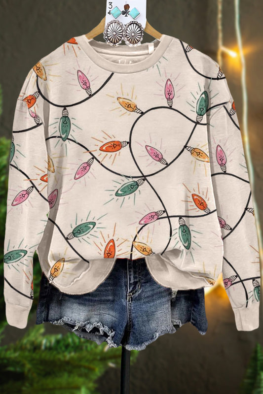 Christmas Fairy Lights Printed Casual Sweatshirt