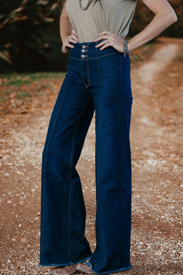 Retro High Waist Wide Leg Flare Jeans