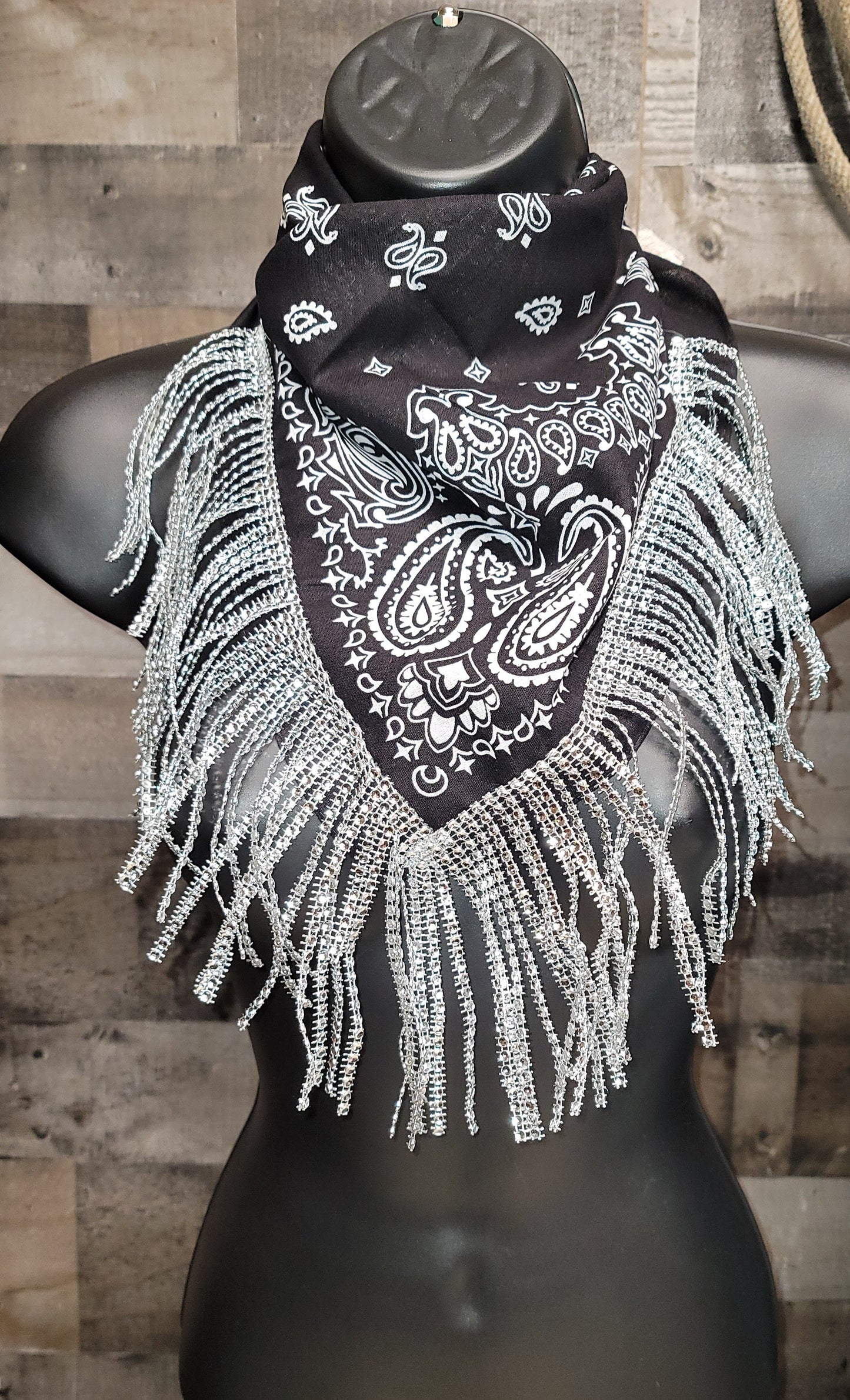 Rhinestone fringe bandana