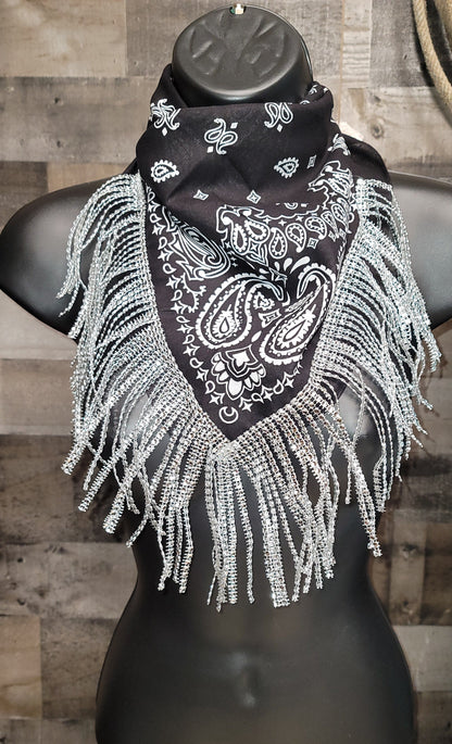 Rhinestone fringe bandana