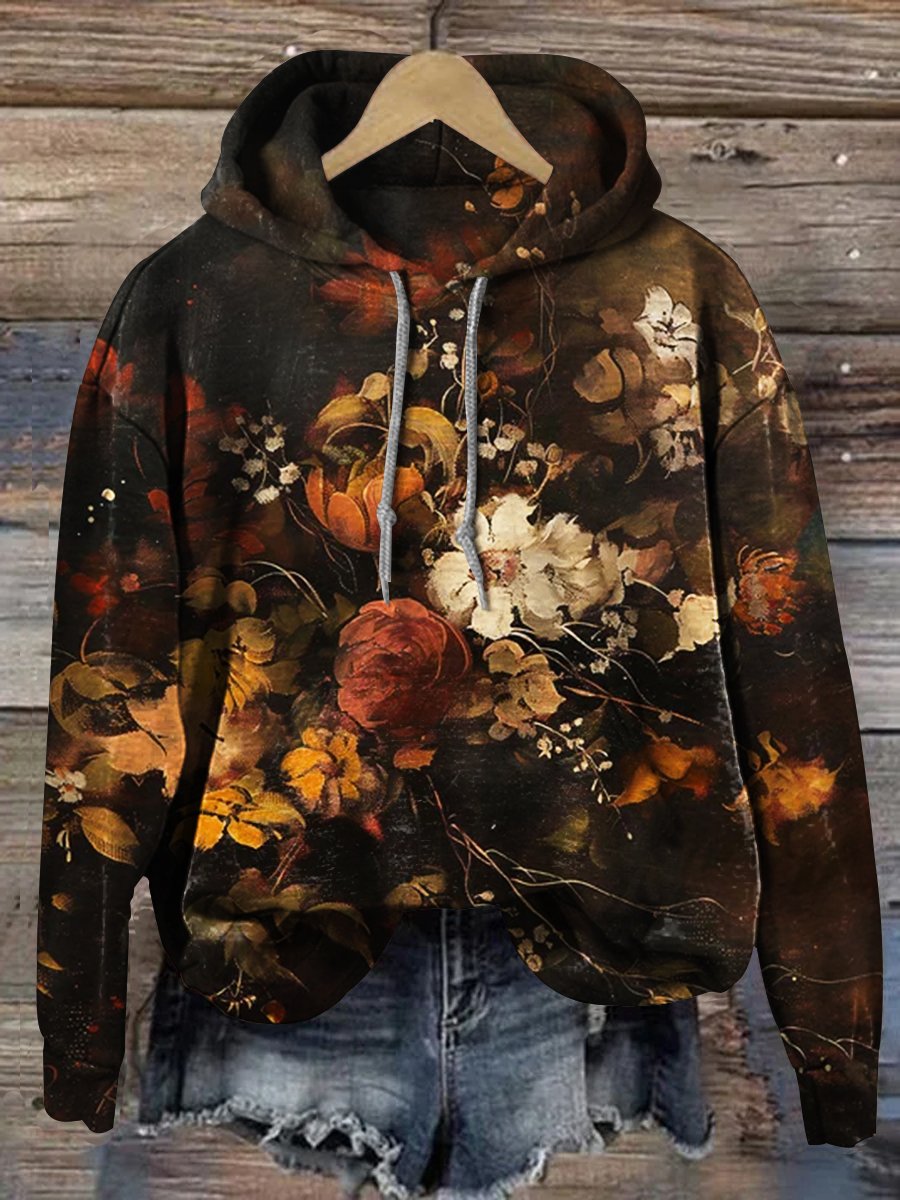 Women's Retro Floral Print Casual Sweatshirt