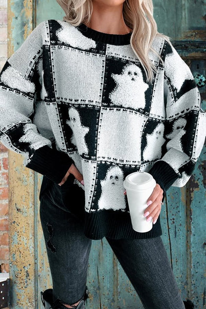 Beautiful Checkered Ghost Sweater