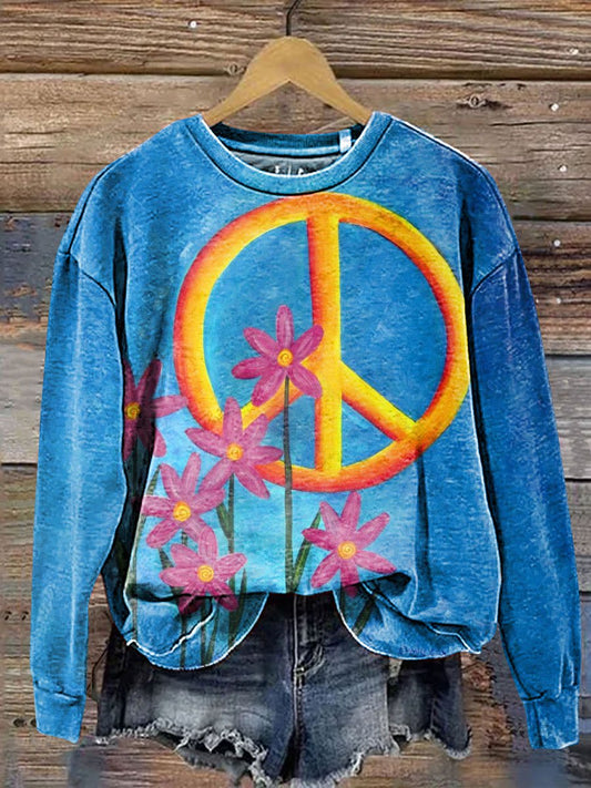 Love and Peace Art Print Casual Sweatshirt