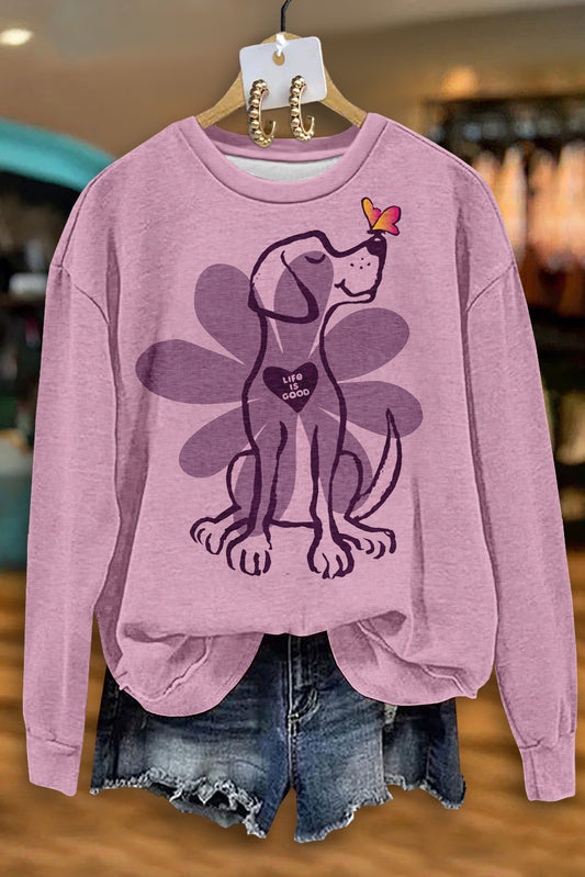 Classic Dog Print Long Sleeve Sweatshirt