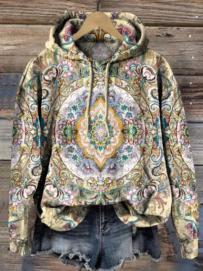 Lovely Ethnic Pattern Printed Casual Hoodie Sweatshirt