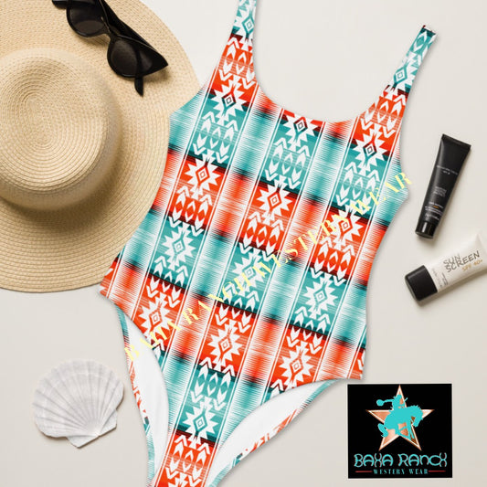 Yeehaw Aztec Print One-Piece Swimsuit