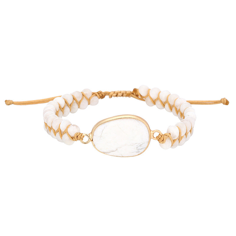 Unisex Egg-shaped White Pine Natural Stone Ethnic Style Bracelet