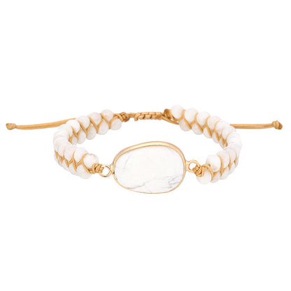 Unisex Egg-shaped White Pine Natural Stone Ethnic Style Bracelet