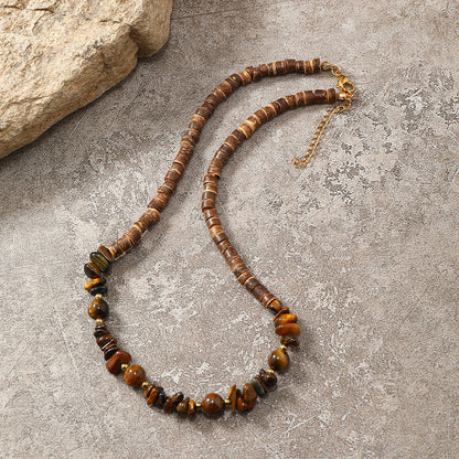 Women's Bohemian Coconut Shell Natural Stone String Necklace