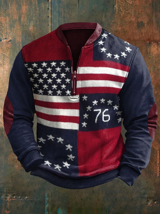 Men's Retro Flag Casual Pullover