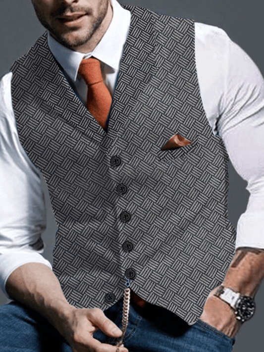 Men's Retro Pattern Elements Design Casual Slim Vest