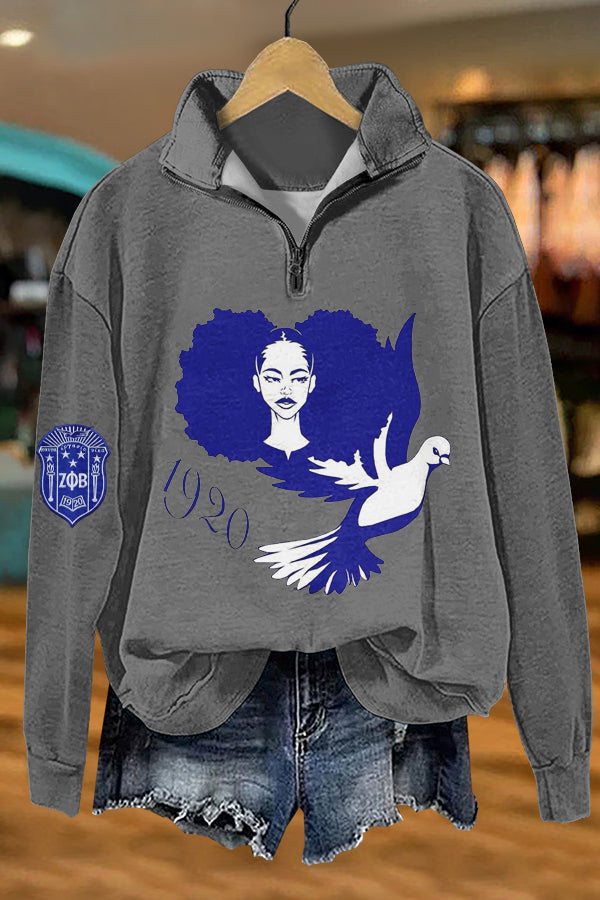 Cute Zeta Phi Beta Print Sweatshirt