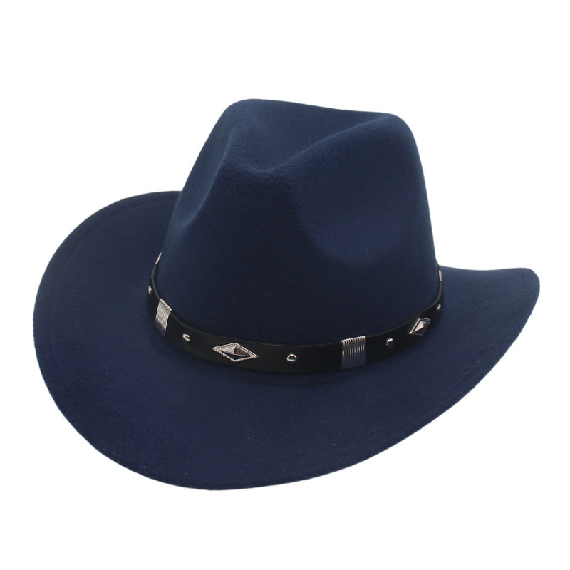 Men's Vintage Western Cowboy Hat Knight Woolen British Felt Hat