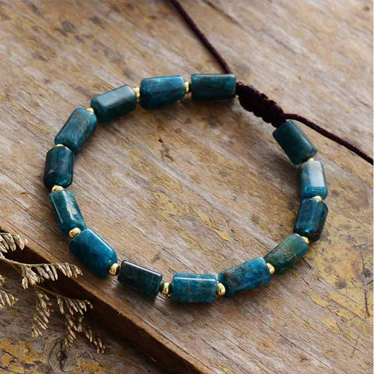 Unisex Blue Apatite Natural Stone Ethnic Bracelet