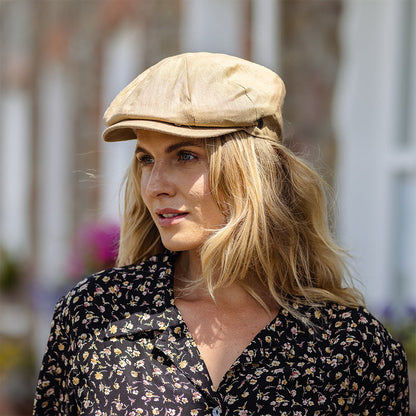 Tienda Linen Newsboy Cap - Camel