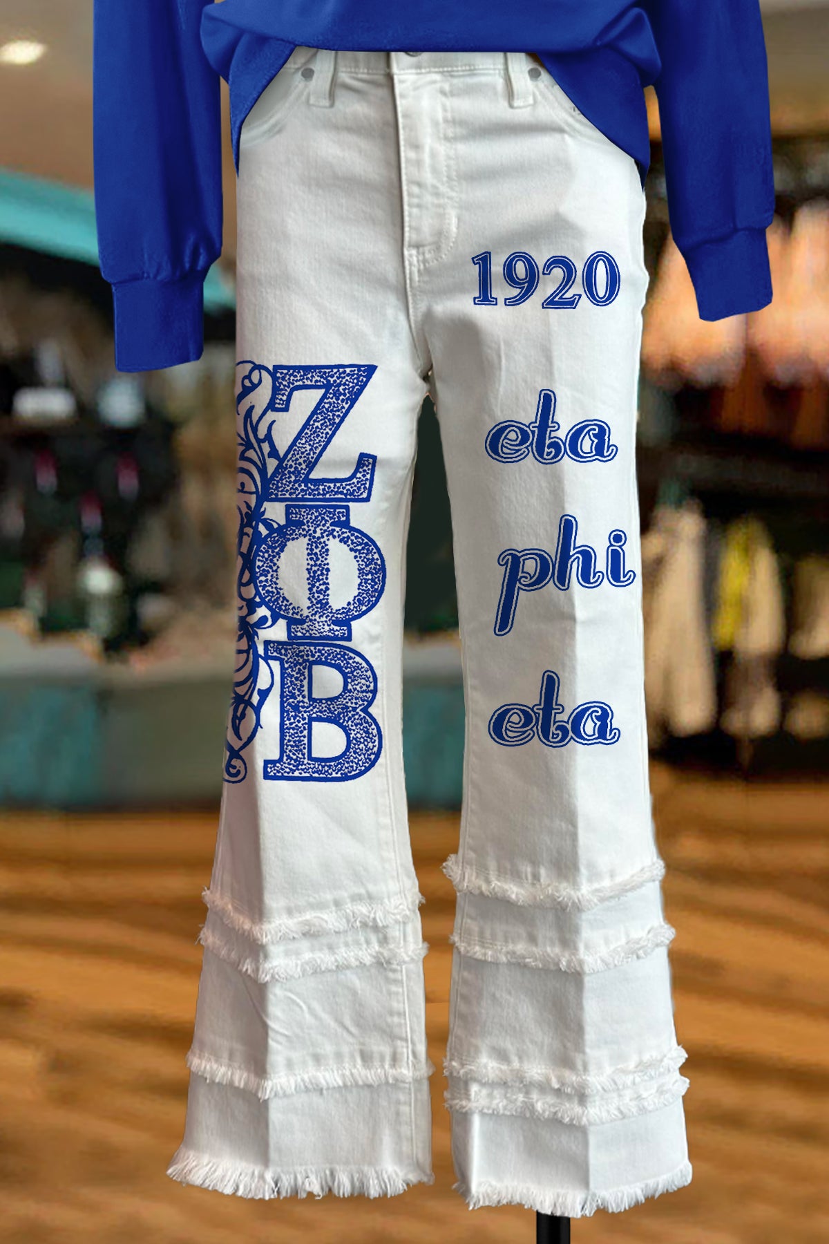 Classic Zeta Phi Beta Sorority Print Raw Hem Pants