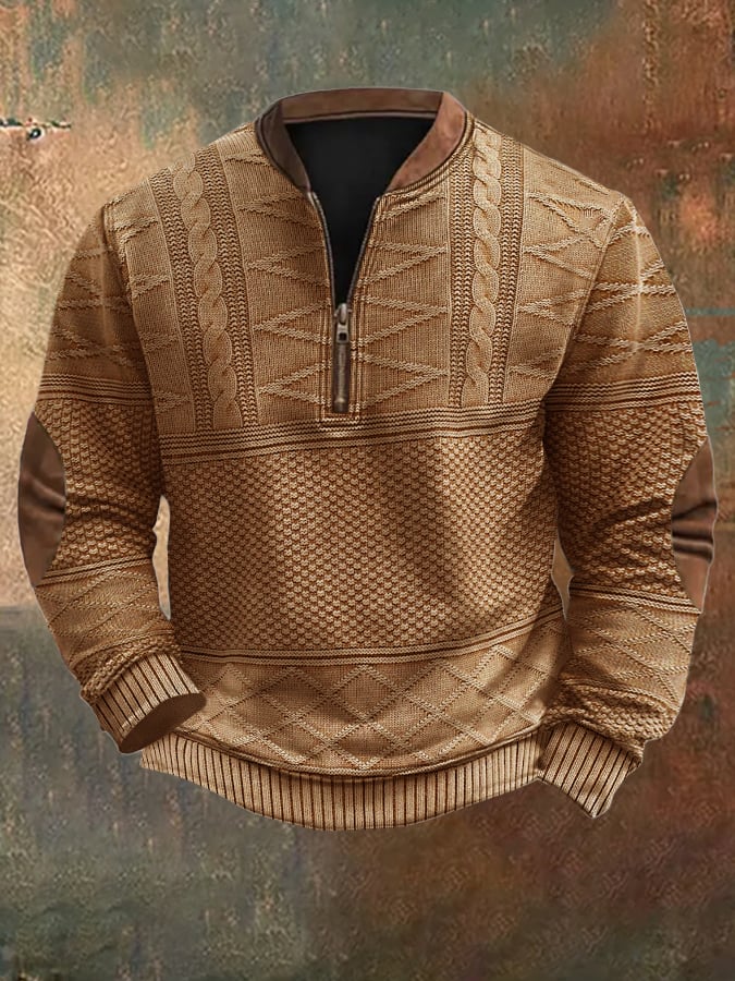 Men's Vintage Knitted Printed Sweatshirt