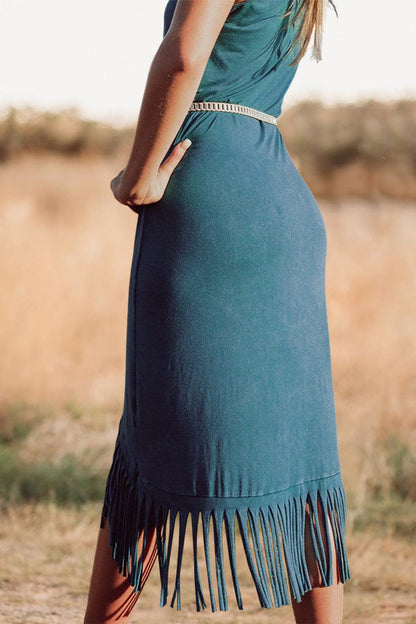 Vintage Washed Tassel Sleeveless Dress