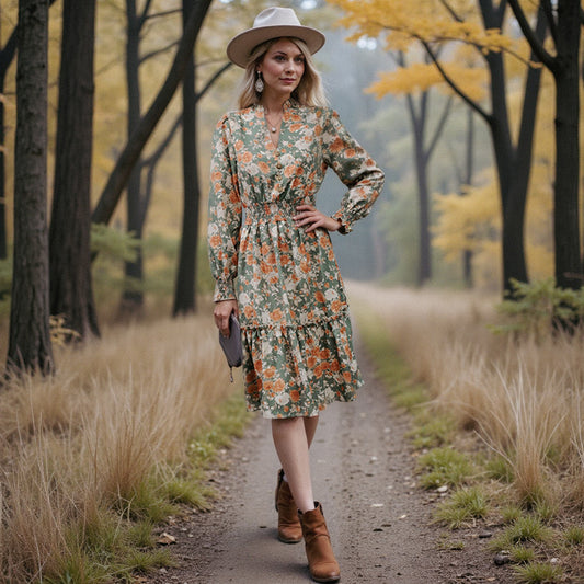 Women's Long Sleeve Floral Dress