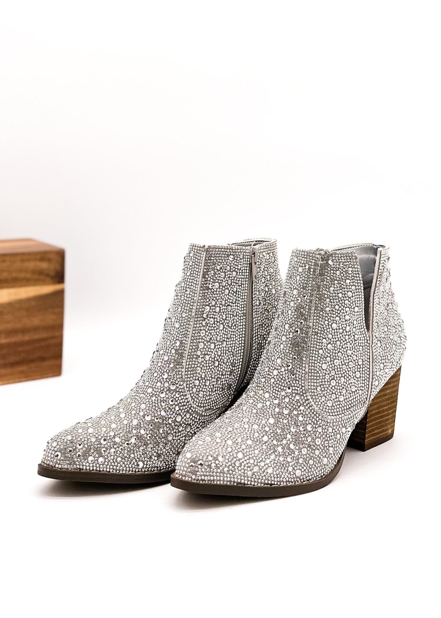 Shine On Rhinestone Bootie in Silver