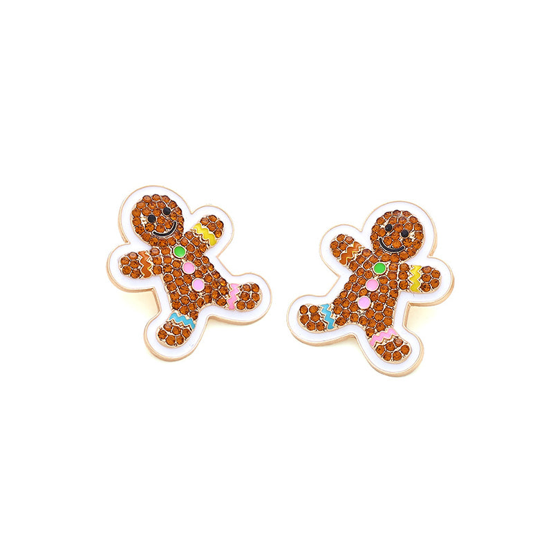 Cute Colored Alloy Christmas Gingerbread Man Earrings