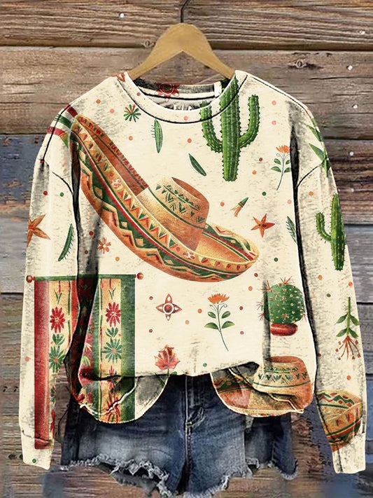 Vintage Western Costume Art Print Casual Sweatshirt