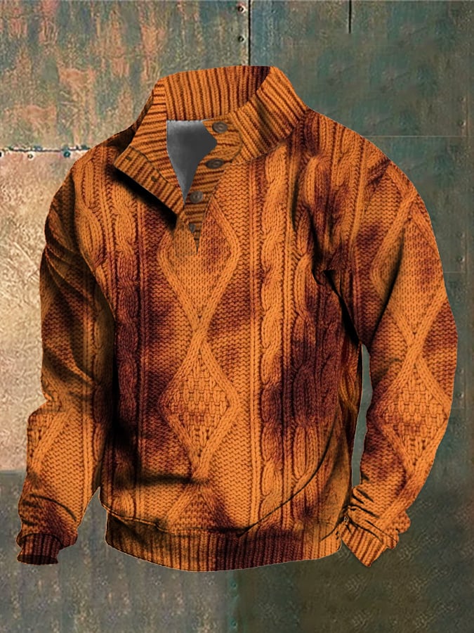 Men's Retro Western Stand Collar Sweatshirt