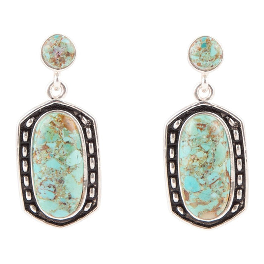 Shielded Blue Turquoise and Sterling Silver Earrings