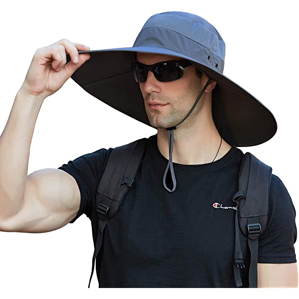 Leotruny Super Wide Brim Bucket Hat UPF50+ Waterproof Sun Hat for Fishing Hiking Camping Army Green