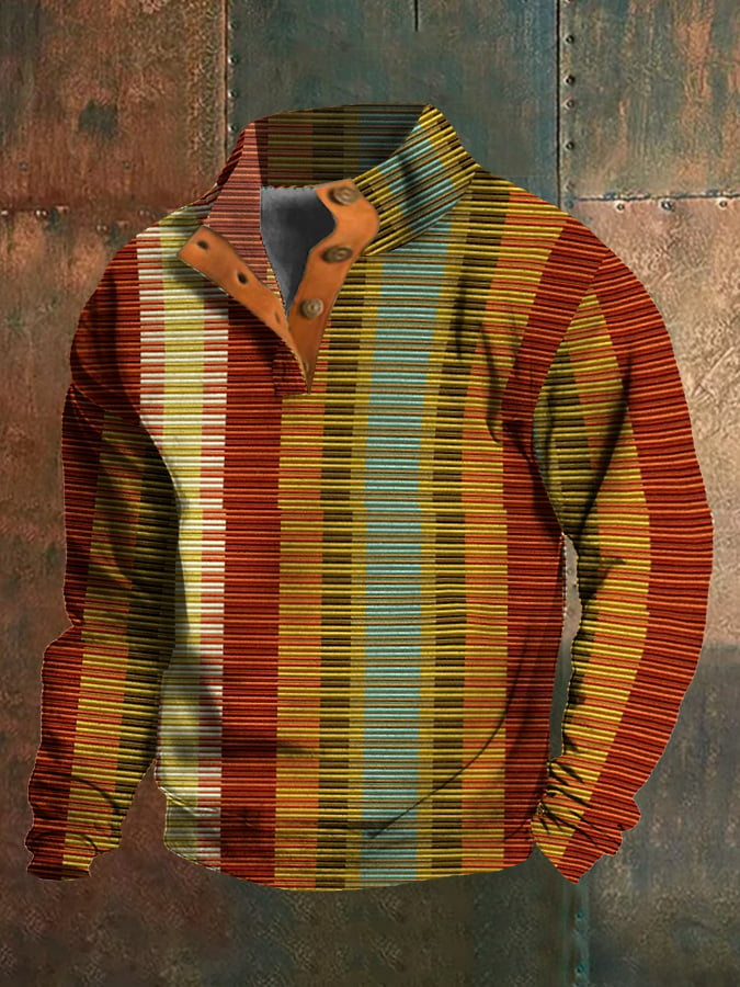 Men's Retro Western Stand Collar Sweatshirt