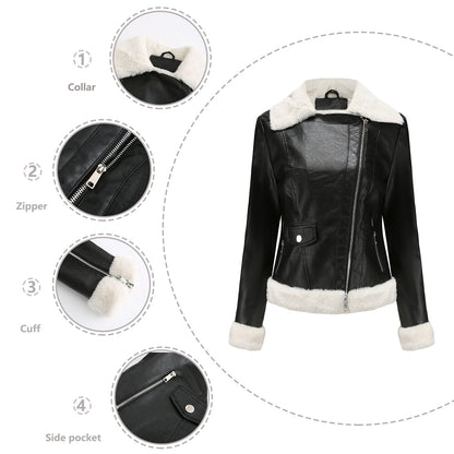 Glamorous Leather Jacket With Faux Shearling Lining