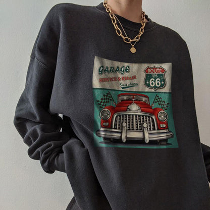 Ladies Casual Long-sleeved Vintage Printed Sweatshirt