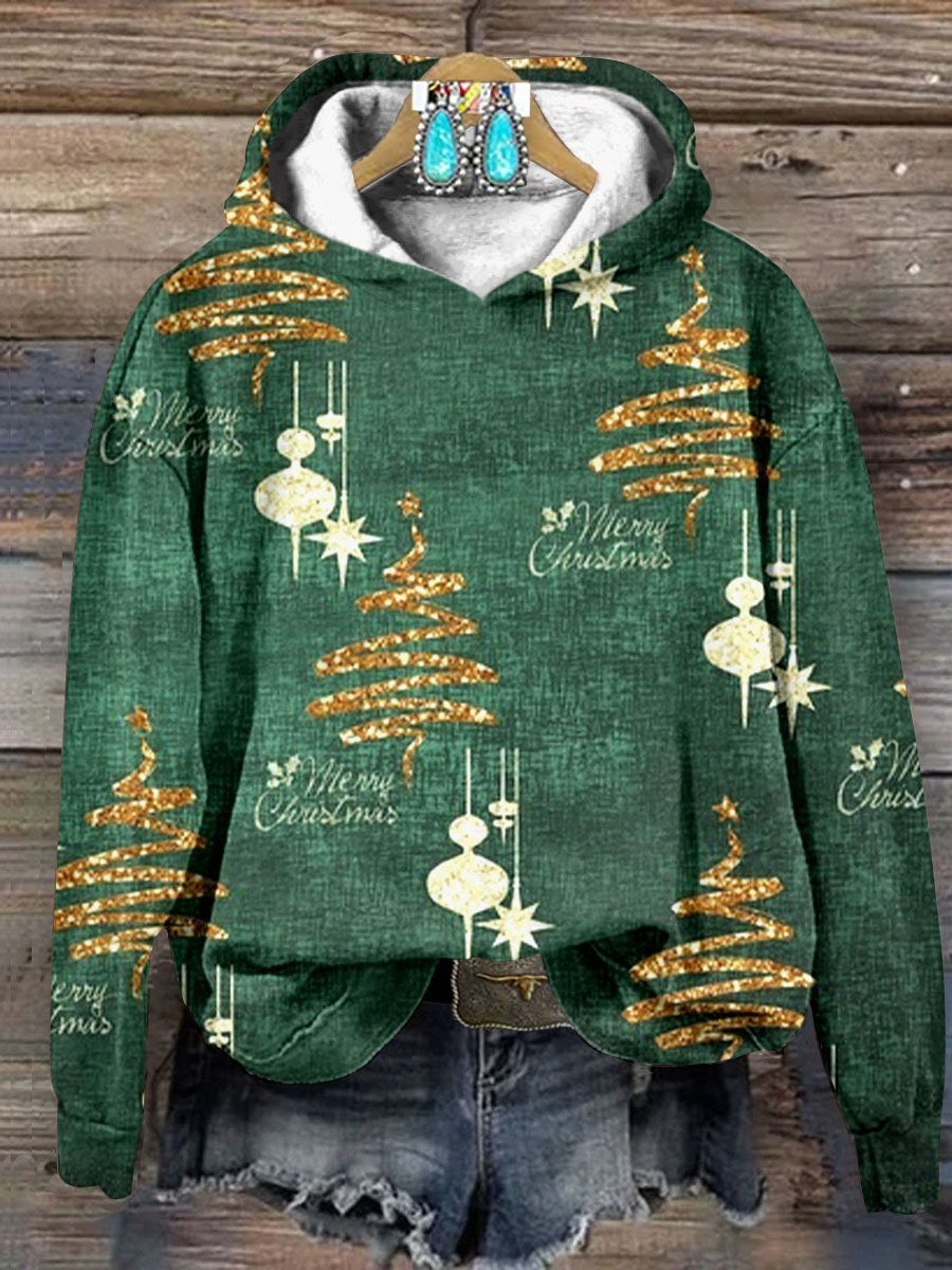 Christmas Tree Art Print Casual Hooded Sweatshirt