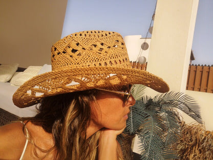 Boho cowboy hats for women, bohemian cowgirl straw hat, stetson western hats, kekugi