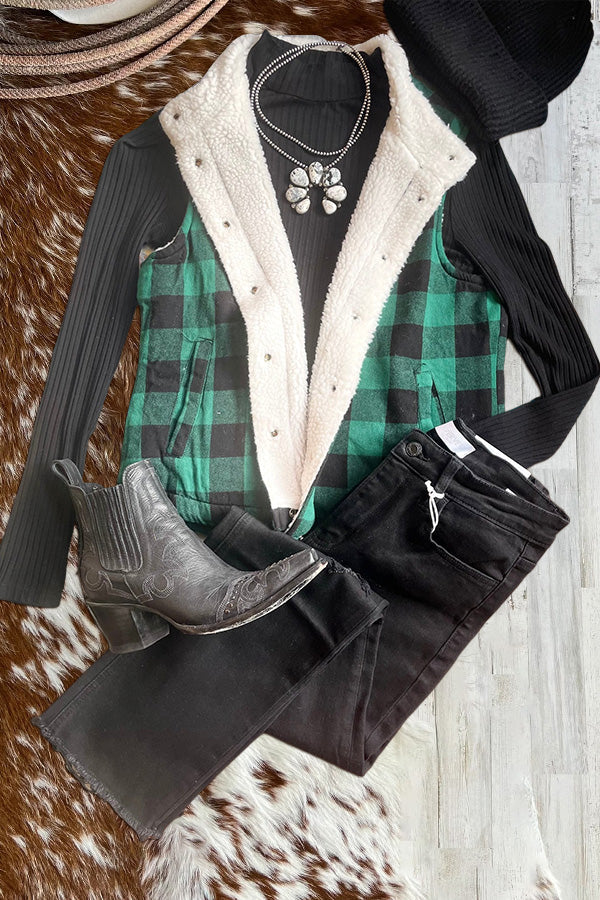 Vintage Plaid Print Vest