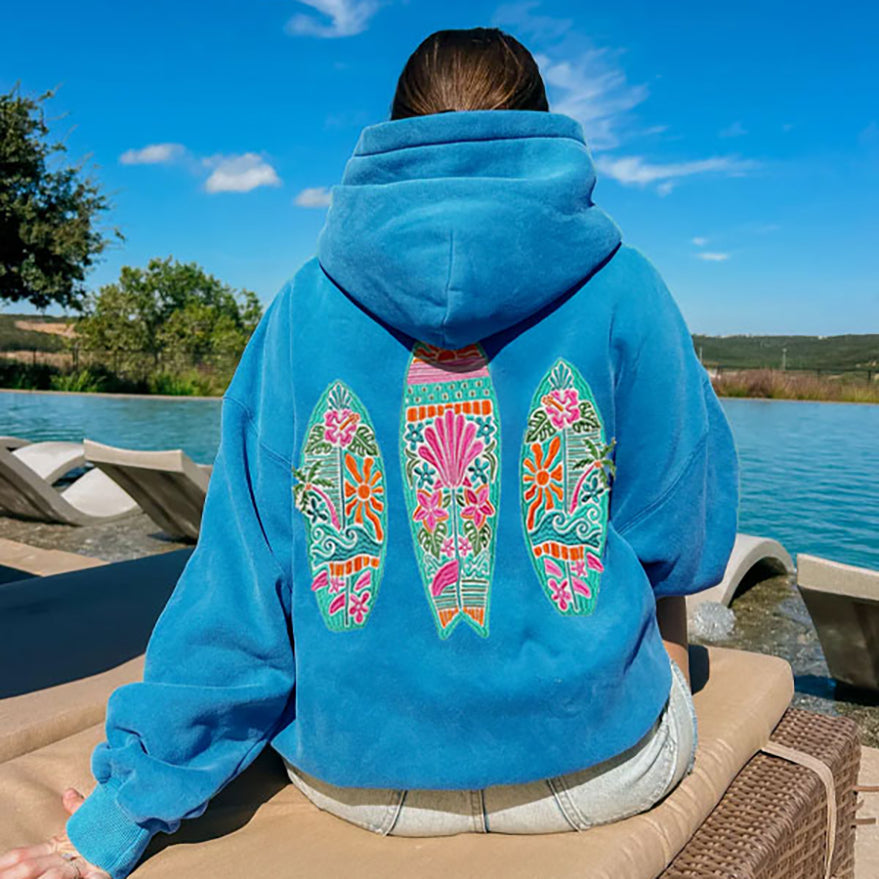 Women's Hooded Sweatshirt Sunset Surf - Multicolor