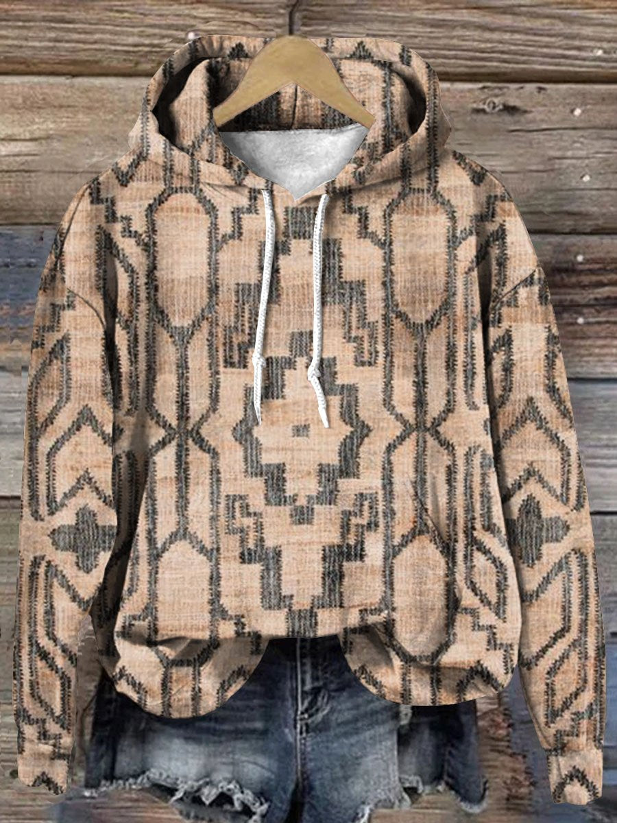 Retro Geometric Texture Art Print Casual Hoodie Sweatshirt