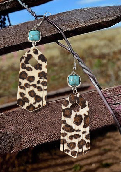 Leopard Turquoise Hollow Out Tassel Earrings