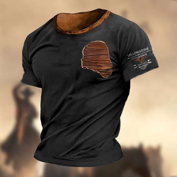 Men's Vintage Yellowstone Casual Round Neck Short Sleeve T-shirt