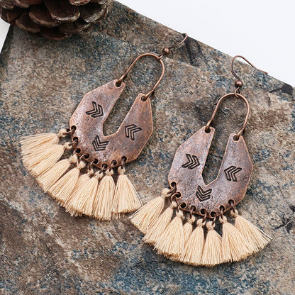 Women's Bohemian U-shaped Alloy Tassel Earrings