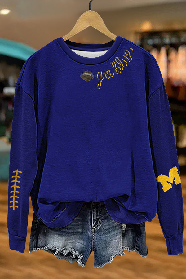 Go Blue Michigan Football Gameday Print Sweatshirt