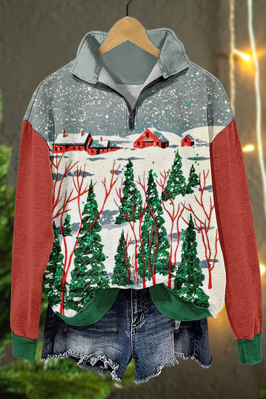 Retro Christmas Print Sweatshirt