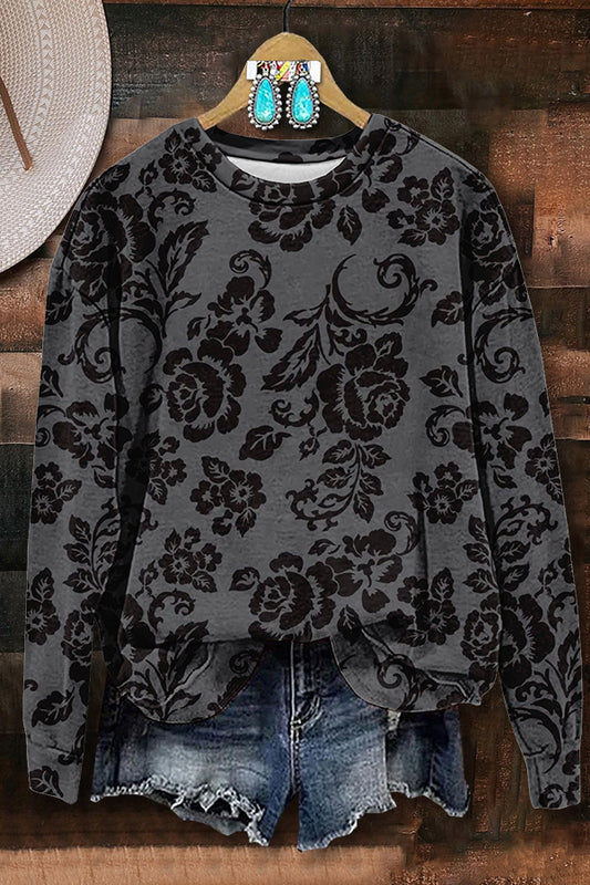 Retro Floral Print Sweatshirt