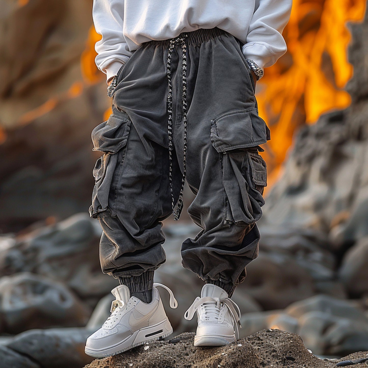 Men's Loose Pocket Design Trousers