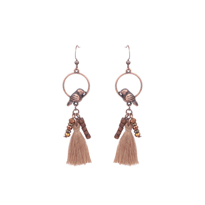 Women's Bohemian Teardrop-shaped Hand-woven Tassel Earrings