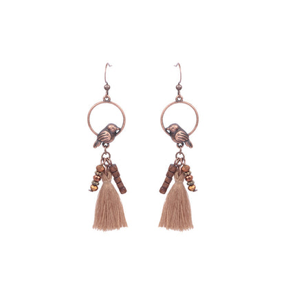 Women's Bohemian Teardrop-shaped Hand-woven Tassel Earrings